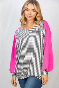 Long Sleeve Striped Knit Top