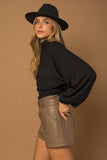 L/S MOCK NECK BOTTOM FITTED TOP