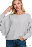 RIBBED BATWING LONG SLEEVE BOAT NECK SWEATER