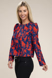 Floral Print  Puff Sleeve Blouse