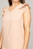 V neck blouse with ruffle
