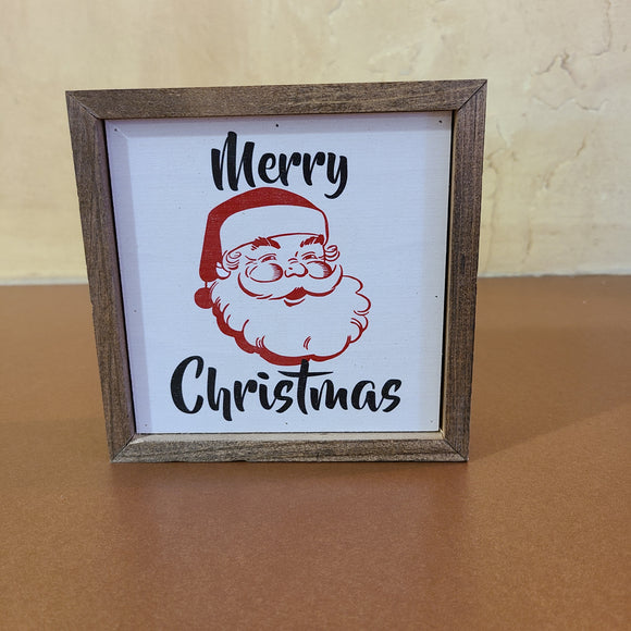 6x6 Merry Christmas With Santa Box Sign