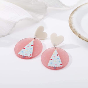 Pink Holiday Tree Earrings